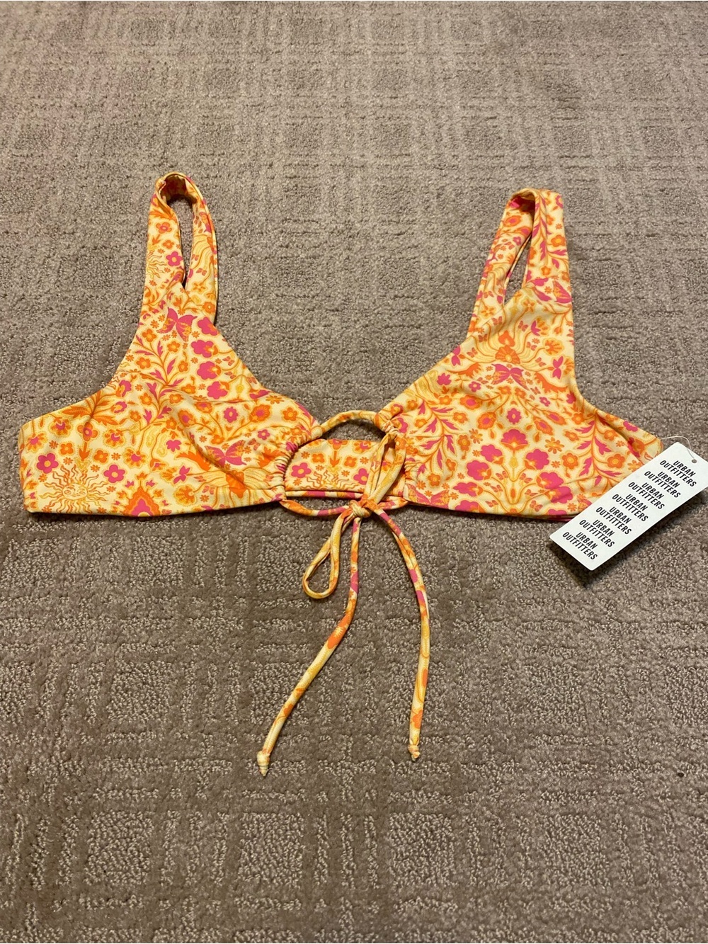 NWT {Out From Under | Urban Outfitters} Printed Tie-Front Bikini Top ~ L